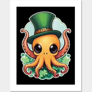 St Patricks Day Irish Octopus 2 Posters and Art